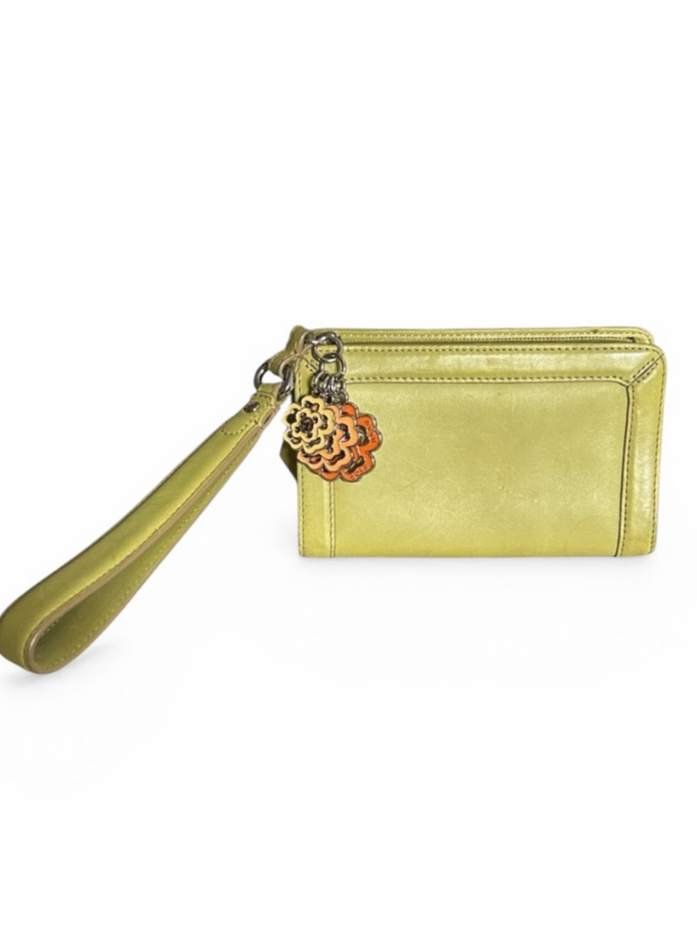 Cole Haan Trinity Wristlet in Green with 3 Flower Charms